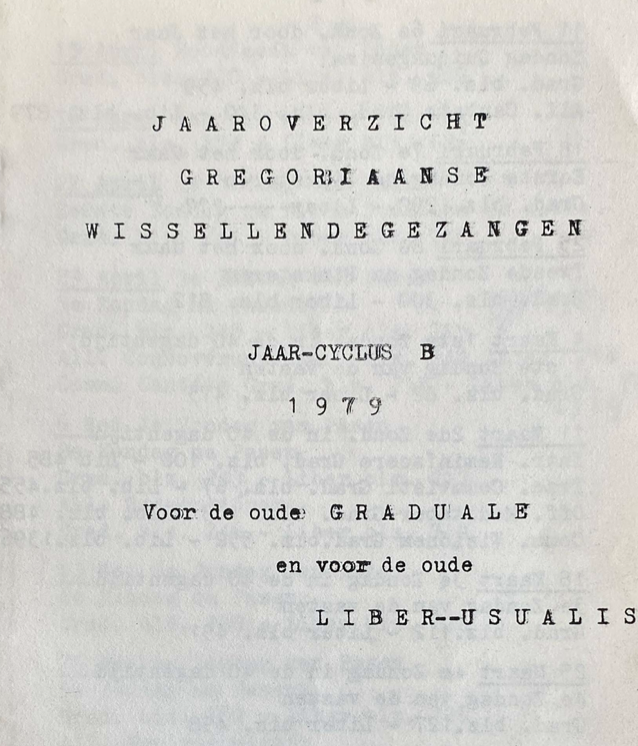 1979 Jaaroverzicht Gregoriaanse wissellende gezangen Jaarcyclus B